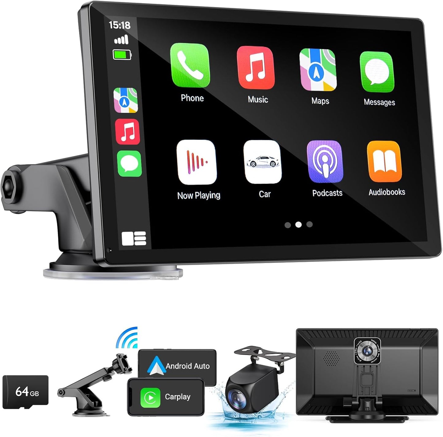 HAUXIY wireless Apple CarPlay & Android Auto screen with 4K dash cam and 1080p backup camera
HAUXIY 4K front dash camera recording with wide-angle view for safer driving
HAUXIY waterproof 1080p backup camera with parking monitor for reversing safely
HAUXIY CarPlay screen with Siri and Google Assistant voice control for hands-free navigation
HAUXIY portable Apple CarPlay and Android Auto screen showing real-time GPS maps
HAUXIY 9-inch touch screen wireless car stereo with Bluetooth, FM radio, and mirror link