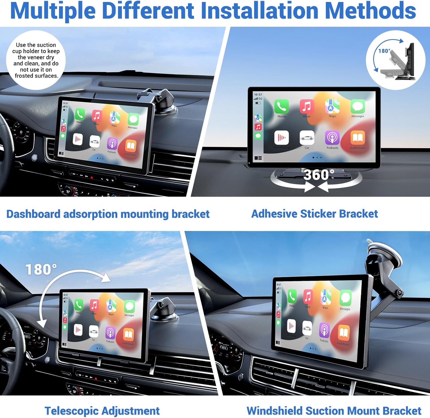 HAUXIY wireless Apple CarPlay & Android Auto screen with 4K dash cam and 1080p backup camera
HAUXIY 4K front dash camera recording with wide-angle view for safer driving
HAUXIY waterproof 1080p backup camera with parking monitor for reversing safely
HAUXIY CarPlay screen with Siri and Google Assistant voice control for hands-free navigation
HAUXIY portable Apple CarPlay and Android Auto screen showing real-time GPS maps
HAUXIY 9-inch touch screen wireless car stereo with Bluetooth, FM radio, and mirror link