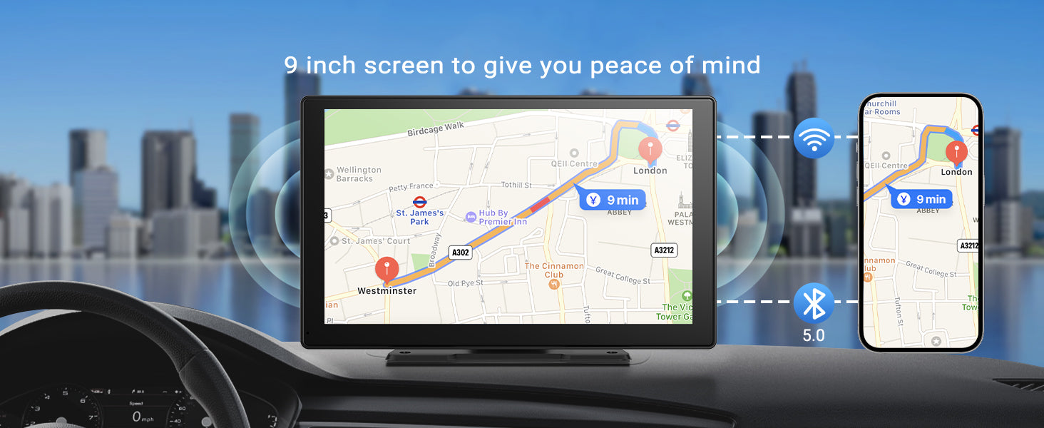 HAUXIY wireless Apple CarPlay & Android Auto screen with 4K dash cam and 1080p backup camera
HAUXIY 4K front dash camera recording with wide-angle view for safer driving
HAUXIY waterproof 1080p backup camera with parking monitor for reversing safely
HAUXIY CarPlay screen with Siri and Google Assistant voice control for hands-free navigation
HAUXIY portable Apple CarPlay and Android Auto screen showing real-time GPS maps
HAUXIY 9-inch touch screen wireless car stereo with Bluetooth, FM radio, and mirror link